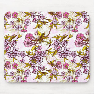Mousepad Padrão de Flor de Cerejeira 