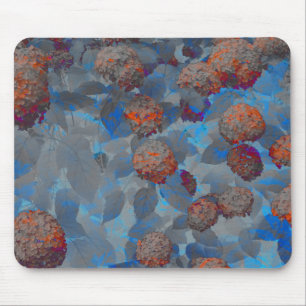Mousepad Padrão de flor de cor laranja azul arte digital