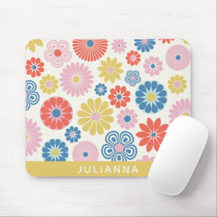 Mousepad Padrão de Flor de Folk Scandi Boho Personalizado
