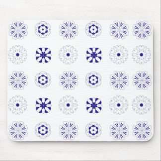 Mousepad Padrão de flor de linha azul