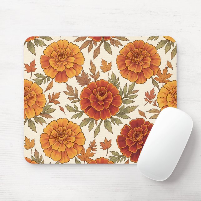 Mousepad padrão de flor de malmequer de outono (Com mouse)