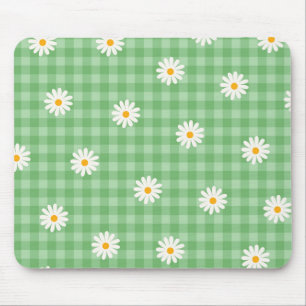 Mousepad Padrão de Flor de Verificação Gingham da Xadrez de
