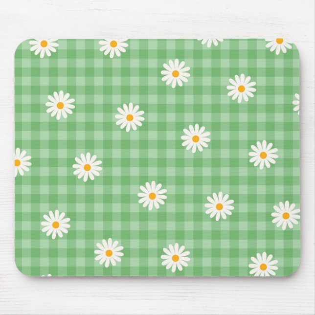 Mousepad Padrão de Flor de Verificação Gingham da Xadrez de (Frente)