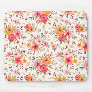 Mousepad Padrão de Flor do Jardim de Portos Laranja