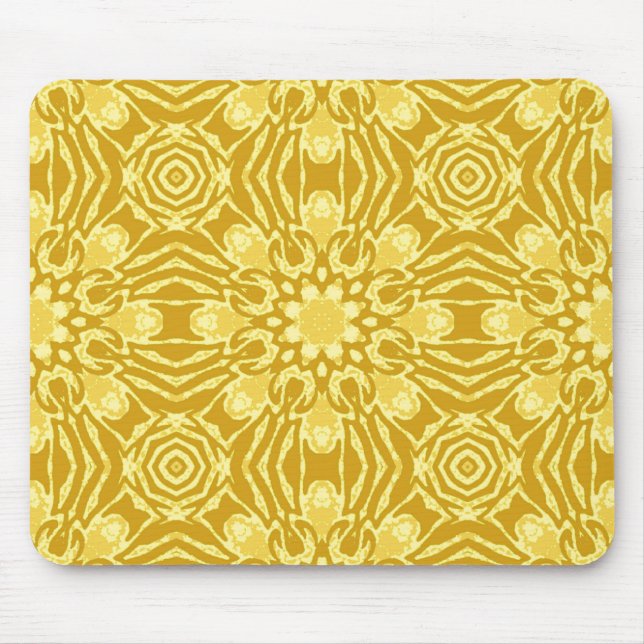 Mousepad Padrão de Flor Mandala - Mostarda Dourada e Amarel (Frente)