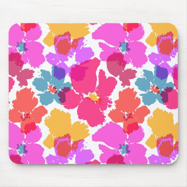 Mousepad Padrão de Flor Neon Moderno Colorida (Frente)