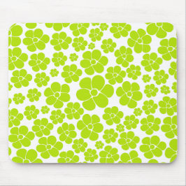 Mousepad Padrão de Flor no Verde limão e Branco