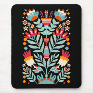 Mousepad Padrão de Flor Otomi Arte Floral Mexicana