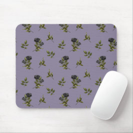 Mousepad Padrão de Flor Preto Gótico