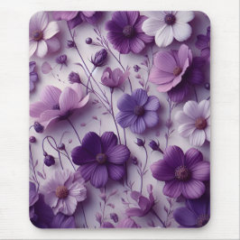 Mousepad Padrão de Flor Roxo em um Fundo Branco