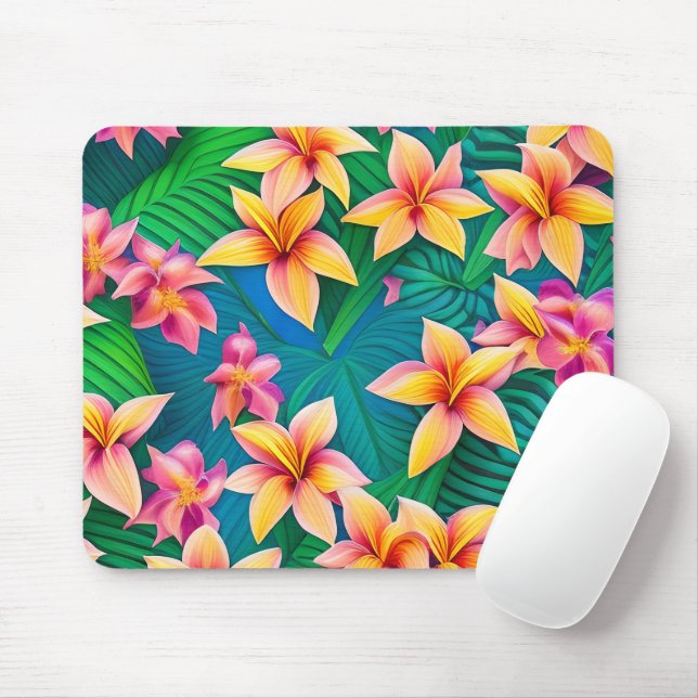 Mousepad Padrão de Flor Tropical do Havaí (Com mouse)