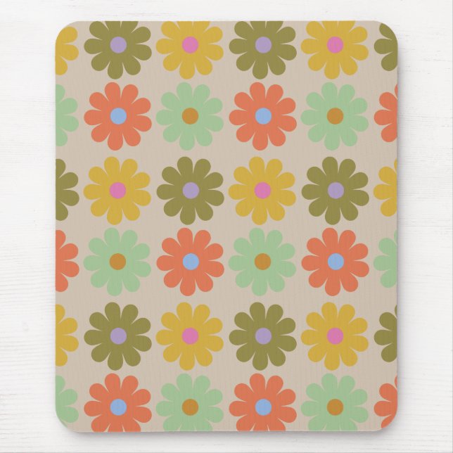 Mousepad Padrão de Flor Vintage Simples Pastel (Frente)