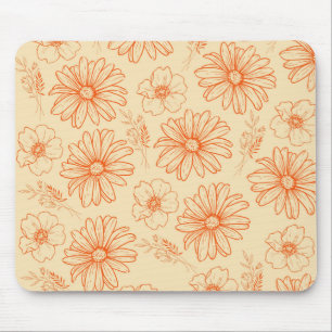 Mousepad Padrão de Flor Y2K da Imagem Retroativa Laranja