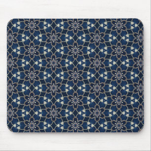 Mousepad Padrão de Flores Azul Meia-Noite