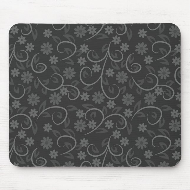 Mousepad Padrão de flores cinzas fofas (Frente)