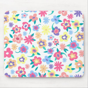 Mousepad Padrão de flores coloridas e fofas da primavera