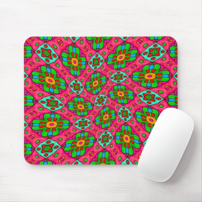 Mousepad Padrão de Flores de Abstrato exclusivo (Com mouse)