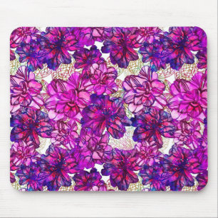 Mousepad Padrão De Flores De Abstrato Rosa E Roxo