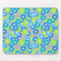 Padrão de flores de Art Deco - azul e verde limão