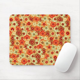 Mousepad Padrão de Flores de Hippie Laranja Retro-Laranja