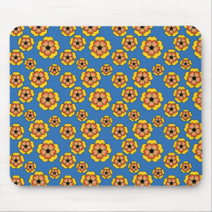 Mousepad Padrão de Flores de Laranja Amarelo