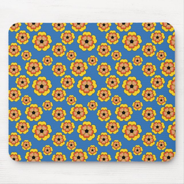 Mousepad Padrão de Flores de Laranja Amarelo (Frente)