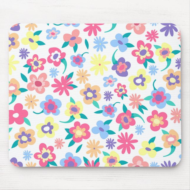 Mousepad Padrão de flores de primavera, colorido, bonito (Frente)