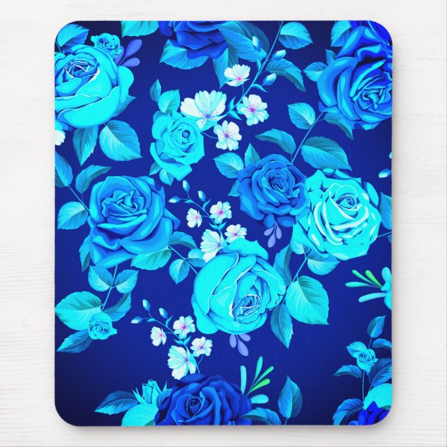 Mousepad Padrão de Flores de Rosa Azul Clássico-87600 (Frente)
