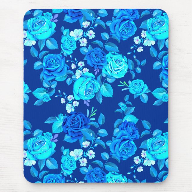 Mousepad Padrão de Flores de Rosa Azul Clássico-87600 (Frente)
