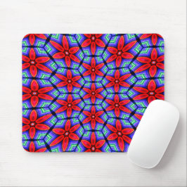 Mousepad Padrão de Flores de Tecidos Vermelhos