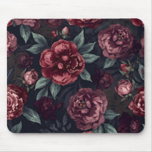 Padrão de Flores Mal-humoradas Aquarela Vermelho E