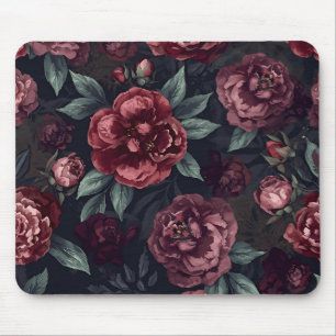 Mousepad Padrão de Flores Mal-humoradas Aquarela Vermelho E