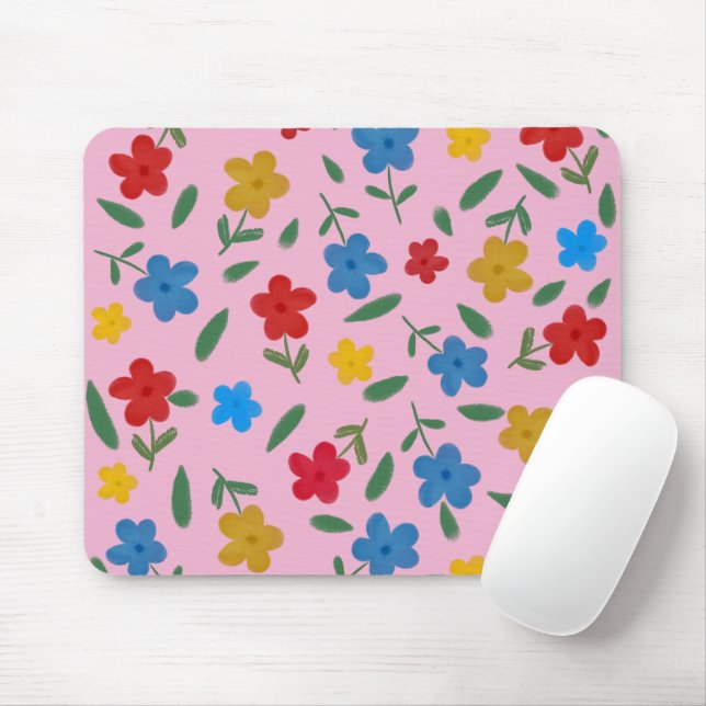 Mousepad PADRÃO DE FLORES na moda COLORIDAS (Com mouse)