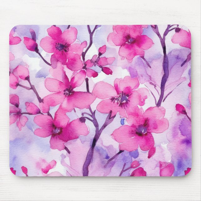 Mousepad Padrão de Flores Neon Pink (Frente)