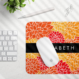 Mousepad Padrão De Flores, Orange Dahlia, Seu Nome