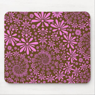 Mousepad Padrão de Flores Rosa e Marrom Chocolate
