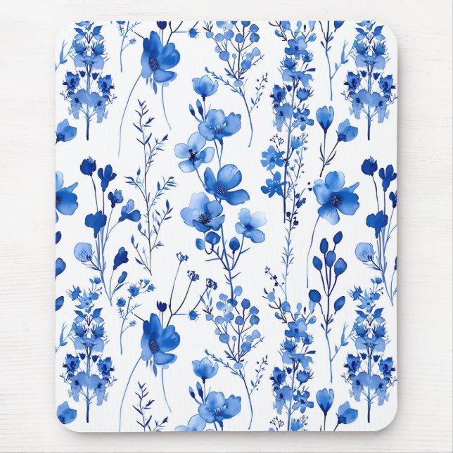 Mousepad Padrão de Flores Selvagens de Papel Francês Design (Frente)