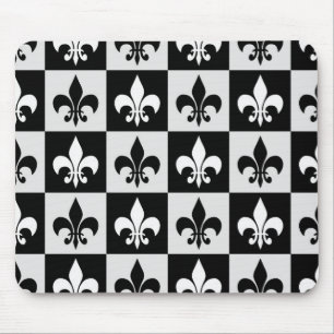 Mousepad Padrão de Flur-De-Lis Preto Verificado