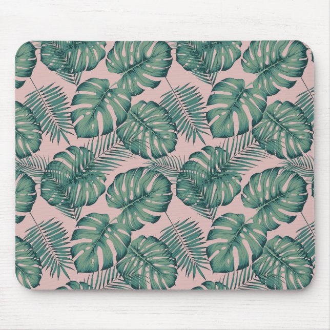 Mousepad Padrão de Folha Tropical (Frente)