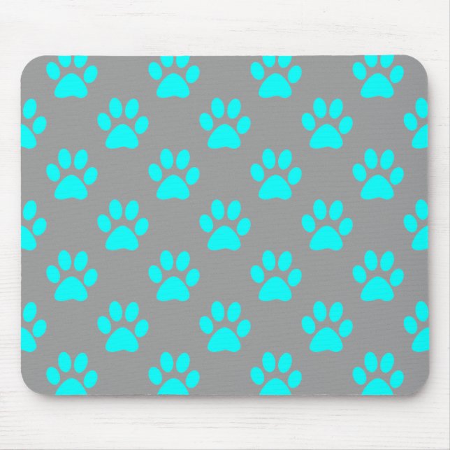 Mousepad Padrão de folhas azuis e cinzas (Frente)