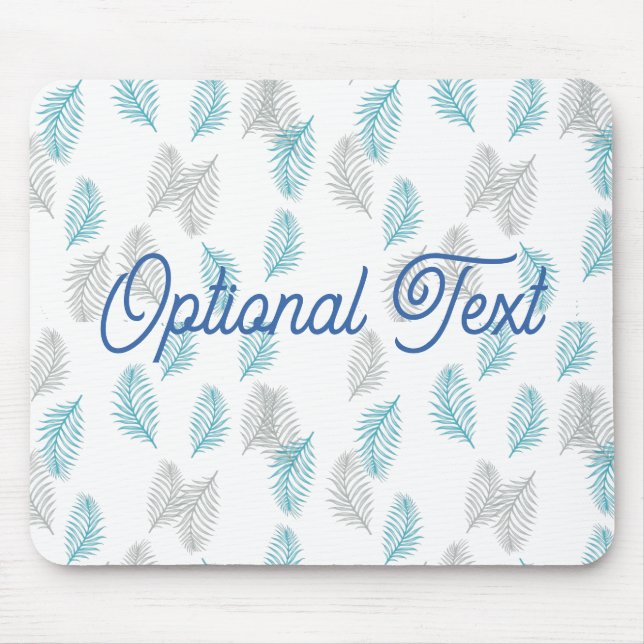 Mousepad Padrão de Folhas Azuis e Cinzas (Frente)
