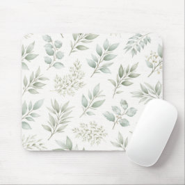 Mousepad Padrão de Folhas Botânicas Verde Suave 