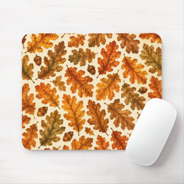 Mousepad Padrão de Folhas de Carvalho Outonal | Estética da (Com mouse)
