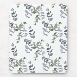 Mousepad Padrão de Folhas de Eucalipto Verde Salvia Elegant