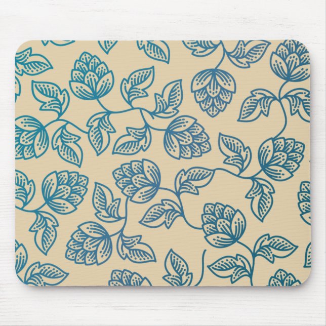 Mousepad Padrão de Folhas de Lúpulo Vintage Clássico (Frente)