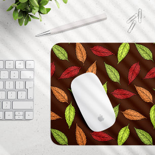 Mousepad Padrão De Folhas, Folhas Coloridas, Folhas De Outo