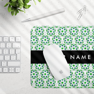 Mousepad Padrão de Folhas, Folhas Verdes, Seu Nome