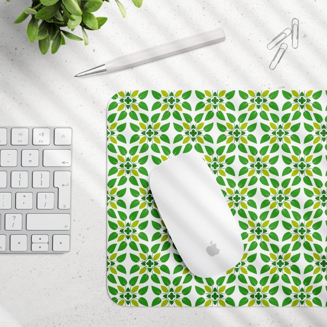 Mousepad Padrão de Folhas, Padrão de Folhagens, Folhas Verd (Criador carregado)