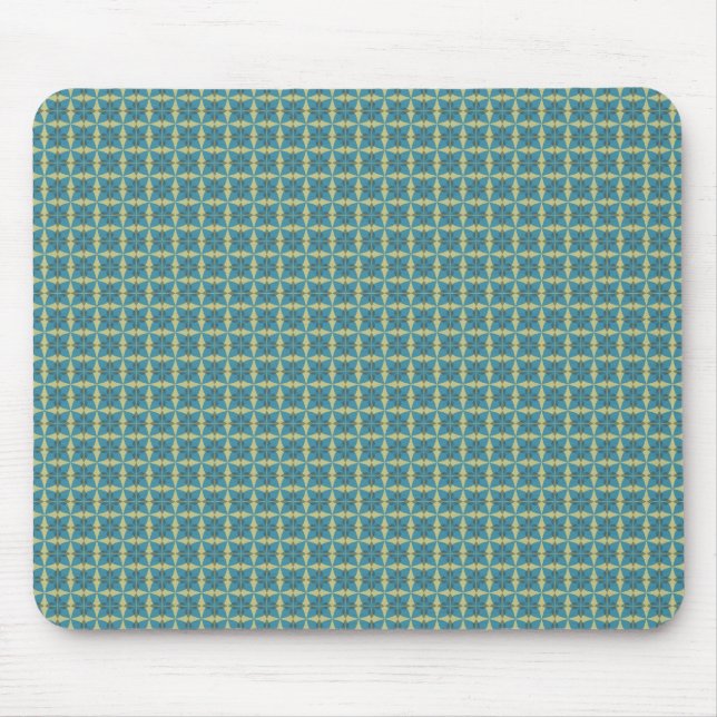 Mousepad Padrão de folhas simples em azul (Frente)