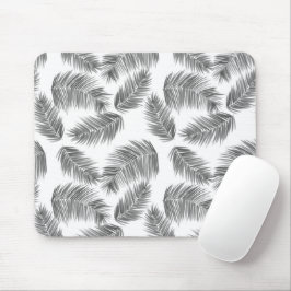 Mousepad Padrão de Folhas Tropicais Pretas e Brancas